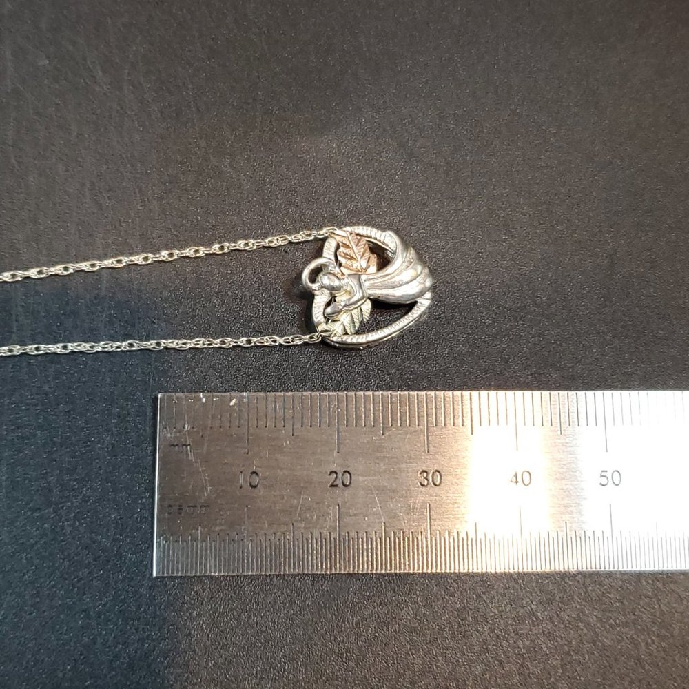 20 Inch 925 Sterling Silver Angel With 12K Gold Leaf Accents Necklace - Picture 6 of 7